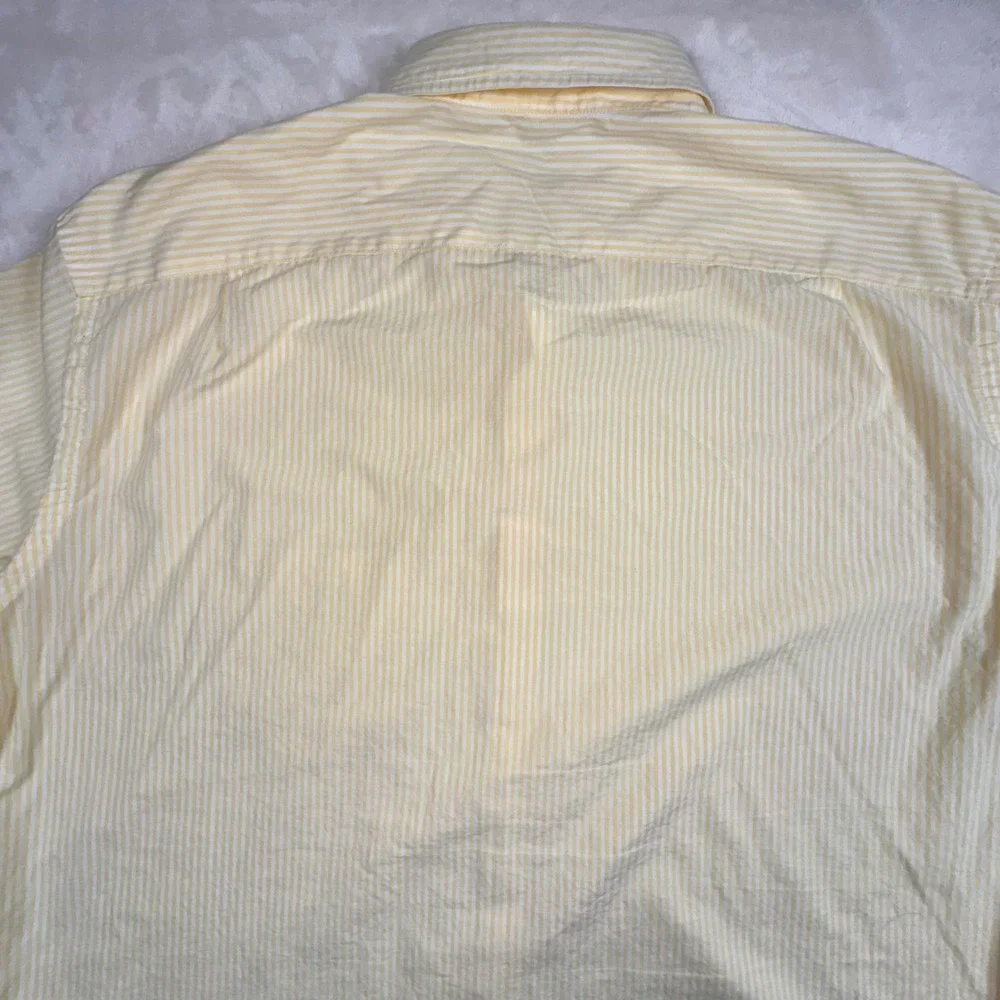 J. Crew Button Down Shirt Men XL Yellow Striped Lightweight Cotton Long Sleeve